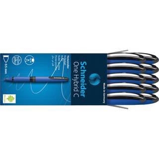 Schneider One Hybrid C Rollerball Pen 0,5 mm hybrid konisk spids Lysebl? t?nde sort bl?kboks med 10 kuglepenne (183201)