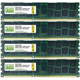 64 GB (4x16GB) DDR3-1600MHz PC3-12800 ECC RDIMM 2RX4 1.35V Registreret serverhukommelse af Nemix RAM