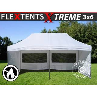 Foldetelt FleXtents Easy up pavillon Xtreme 50 3x6m Hvid, Brandhæmmende, inkl. 6 sider