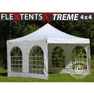 Foldetelt FleXtents Easy up pavillon Xtreme 50 Vintage Style 4x4m Hvid, inkl. 4 sider