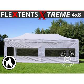 Foldetelt FleXtents Easy up pavillon Xtreme 50 4x8m Hvid, Brandhæmmende, inkl. 6 sider