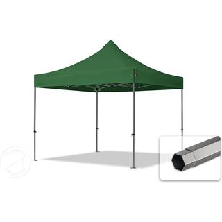 3x3m, stål, easy-up-pavillon, uden sidedele, mørkegrøn - (600016)