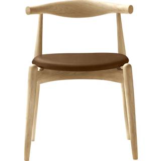 Carl Hansen - CH20, Klarlackad Ek, Lädergrupp C Sif - 95 - Spisebordsstole - Hans J. Wegner - Træ farvet - Træ