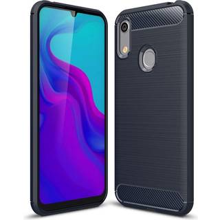 Huawei Y6 (2019) Brushed Carbon Fibre TPU Plast Cover Mørkeblå