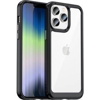 iPhone 14 Pro Hybrid Plastik Bagside Cover - Gennemsigtig / Sort