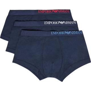 ARMANI 3 PACK BOXERSHORTS, blå med asymmetrisk logo. Large