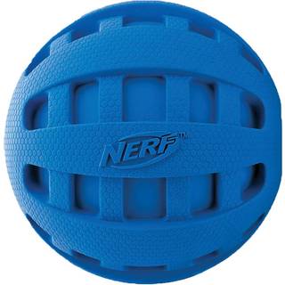 Nerf Dog Rubber Ball Dog Legetøj med rutet Squeaker Letvægt Holdbar og vandafvisende 4 tommer diameter til mellemstore/store racer Enkeltenhed Bl