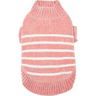 Bl?b?r k?ledyr hyggelig bl?d chenille klassisk stribet hund sweater i st?vet rose rygl?ngde 12 """" lyser?dt t?j til hunde