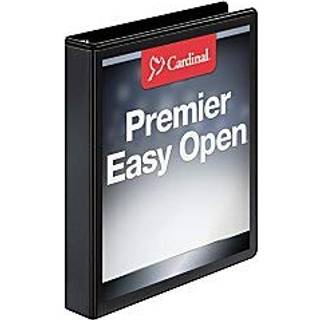 Cardinal 3 Ring Binder 1 tommer Premier Easy Open Binder One-Touch Locking Slant-D Rings 250-ark kapacitet Clearvue Cover PVC-Free Black (10301)