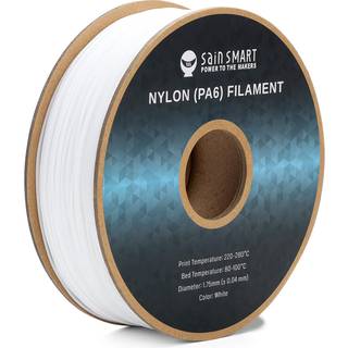 Sainsmart PA6 Nylonfilament 1,75 mm 3D-printerfilament 1 kg papspole (2,2 kg) dimensionel n?jagtighed +/- 0,04 mm hvid