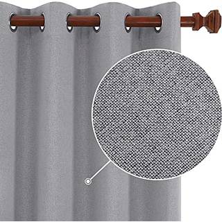 DECONOVO 100% Blackout Gardiner Linned lydisof gardiner St?j Reducerende paneler Stue Gardiner til vinduer (Gr? 2 paneler 52x72 tommer)