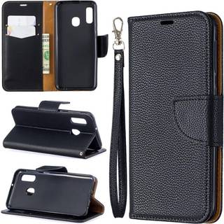 Samsung Galaxy A20e Læder Cover m. Pung & Strop - Sort