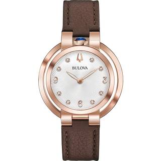 Bulova 97P131 Diamond Sølvfarvet/Læder Ø35 mm