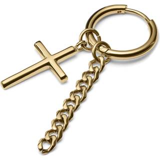 Guldfarvet Drop Hoop Stålørering m. Kors & Kæde Vedhæng