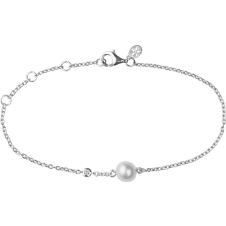 Bybiehl Coco sølv armbånd med perle og cubic zirkonia, 19 cm