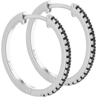 Claire, 15 mm. smalle creoler i sterling sølv med sorte zirkonia.