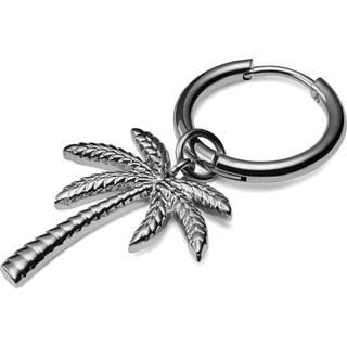 Sølvfarvet Titanium Hoop Ørering Med Palmetræ Vedhæng