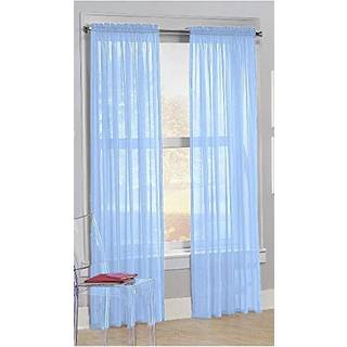 Jasmine linned 2 stykke ren luksusgardinpanel s?t til k?kkenbund 84 tommer lang variation af farver (lysebl?)