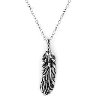 Sølvtonet Halskæde med Klo og Fjer