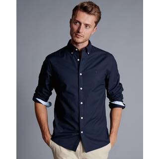 Charles Tyrwhitt Button Down Stretch Oxford Shirt Navy