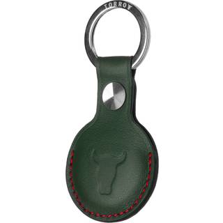 Leather AirTag Keyring - Black with Red Detail