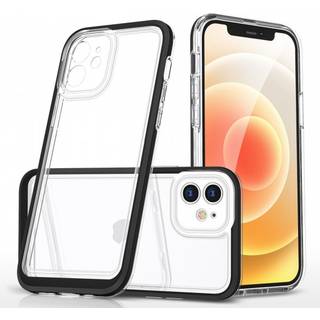 Shockproof 3i1 clear cover til iPhone 12 Sort
