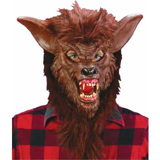 Werwolfmaske Braun mit realistischen Zähnen