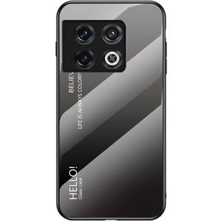 OnePlus 11 Glas Bagside Cover - Hello - Grå / Sort