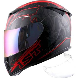 1Storm motorcykel helhjelm Kraniet konge mat r?d+ Et ekstra klart skjold, st?rrelse medium (55-56 CM 21,7/22,0 tommer)