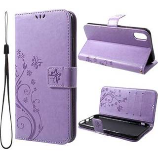 Butterfly Series iPhone XS Max Flip Cover med Pung - Violet