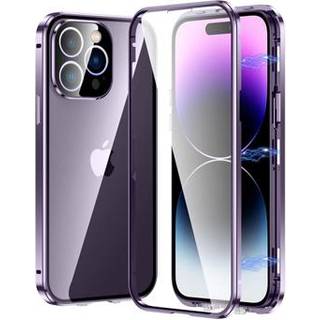 iPhone 14 Pro Magnetisk Cover med Hærdet Glas - Lilla