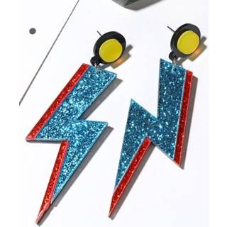 Øreringe - Store power øreringe - lyn - blå/rød