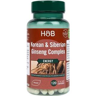 Koreansk & Sibirisk Ginseng Kompleks - 120 vegetabilske kapsler
