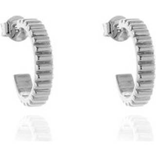 Cachet Ricci Silver Tone Ridged Hoop Earrings - J7478