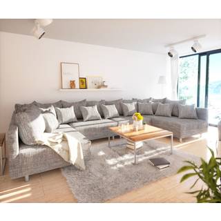 Wohnlandschaft Clovis XL Hellgrau Strukturstoff Modulsofa