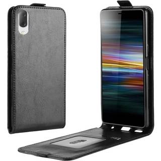 Sony Xperia L3 Læder Flip Cover m. Kortholder Sort