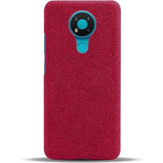 Nokia 3.4 Stofbetrukket Plastik Bagside Cover - Rød