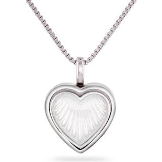 Pia & Per lille medaljon hjertehalskæde i sølv, hvid