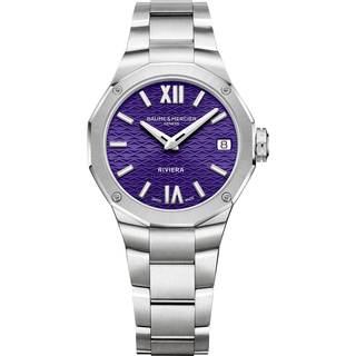 Baume & Mercier Riviera "Swiss Made" Quartz Purple Dial Stainless Steel Bracelet Ladies Watch BM0A10728