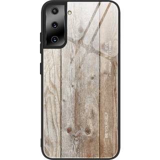 Samsung Galaxy S21 Ultra Plastik & Glas Cover - Træ - Grå