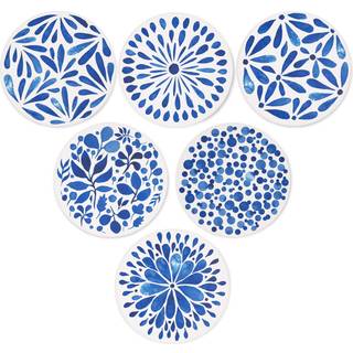 AD S?t af 6 kystm?nd til drinks, der absorberer rundt keramisk stenbane med Cork Base Tablepladsbeskyttelsesm?tte til krus og kopper Office Kitch