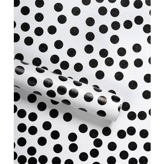 Qianglive 17.3? 120Black og White Polka-Dot tapet Selvklæbende kontaktpapir Moire Dot Peel og Stick Dekorative tapetpletter Kontaktpapir til vægg