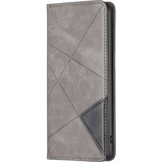 iPhone 14 Plus Flip Læder Cover m. Pung - Geometriske Linjer - Grå