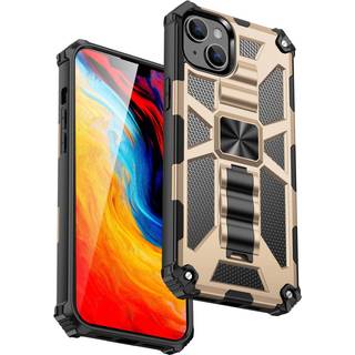 iPhone 14 Plus Hybrid Håndværker Bagside Cover m. Kickstand & Magnet - Guld