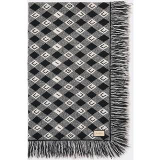 Gucci Blankets - 'Gucci check' blanket, black in yellow GG PATTERN KNITTED W/FRINGES