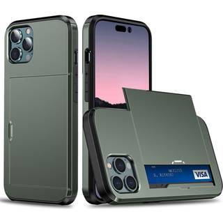 iPhone 14 Pro Max Håndværker Cover m. Kortholder - Army Grøn