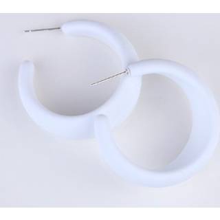 Øreringe - klassiske runde halv creoler, hvid