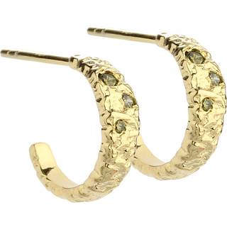 MESS HOOP OLIVE, 12,5mm. creoler i forgyldt sterling sølv med stik , ruflet overflade & fine oliven