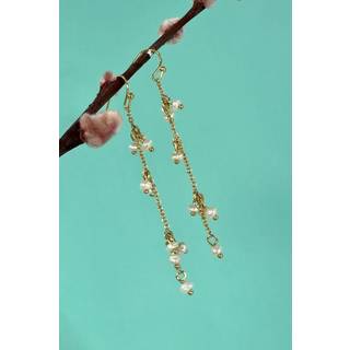 Mellow Moon - Kæde- Øreringe Med Ferskvandsperler - Forgyldt Messing