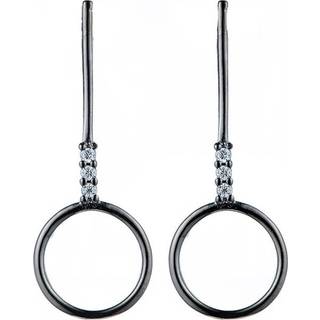 Everneed Daniella Lange Oxyderet Øreringe m. Cirkel (U)